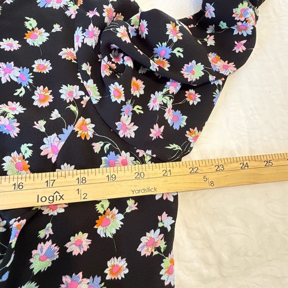 Betsey Johnson Black floral fit and flare bell sleeve midi dress L/XL see pics - Picture 5 of 9